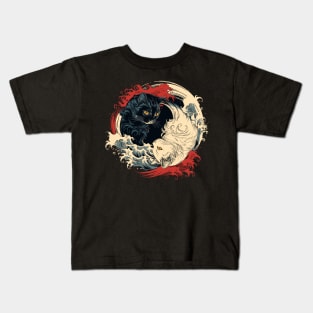 Yin yang cat Kids T-Shirt